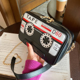Women Style Tape Cassette Pu Messenger Bag