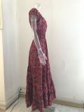 Ladies Simian Style Vintage Floral Print Long Dress