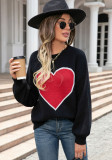 Winter Clothes Sweet Heart Print Round Neck Knitting Shirt Pullover Women's Sweater