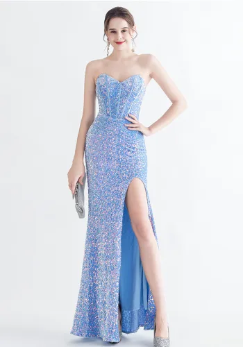 Long Sequins Plus Size Fat Beauty Formal Party Evening Dress