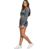 Women's Autumn Solid Velvet Hooded Long Sleeve Tight Fitting Two Piece Tracksuit