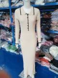 Fashion Turndown Collar Slim Fit Long Sleeve Knitting Dress