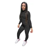Women's Fall/Winter Solid Color Zip Pocket Cargo Jumpsuit