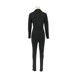 Women's Fall/Winter Solid Color Zip Pocket Cargo Jumpsuit