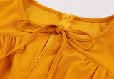 Vintage Round Neck Solid Bow Short Sleeve Elegant Dress