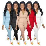Women's Fall/Winter Solid Color Zip Pocket Cargo Jumpsuit