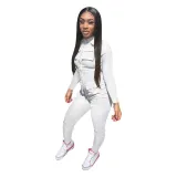 Women's Fall/Winter Solid Color Zip Pocket Cargo Jumpsuit