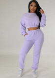 Women Casual Solid Long Sleeve Top and Pant Two-Piece Set