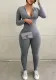 Women Long Sleeve Zip Jumpsuit