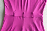 Women's Single Breasted Sleeveless High Waist Belted Wide Leg Jumpsuit