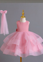 Kinderkleid Mesh Prinzessin Kleid Blumenmädchen Hochzeitskleid Flauschiges Kleid