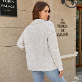 Women's Knitting Cardigan Fall Winter Casual Turndown Collar Zipper Sweater