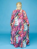 Women's Fall Tie Dye Print long sleeve loose Plus Size Dress