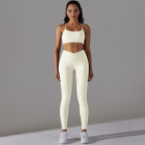solid color cross tank sports underwear yoga leggings running fitness suit for women