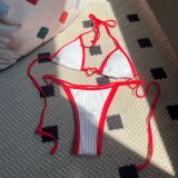 Women Heart Print Drawstring Lace-Up Swimsuit