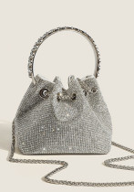 Full Diamond Bucket Bag Female Small Bag Summer Shoulder Bag Rhinestone Chain Portable Shoulder Messenger Bag