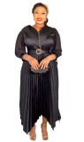 Chic Career African Ladies Plus Size Pleated Dress