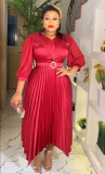 Chic Career African Ladies Plus Size Pleated Dress