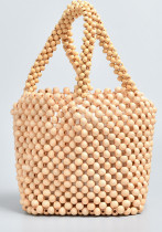 Wooden Bead Woven Bag Ladies Handbag