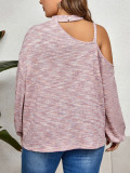 Women Clothing Slash Shoulder Sling Solid knitting Loose Top