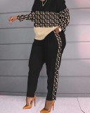 Women Casual Print Long Sleeve Top and Pants Two-Piece Set
