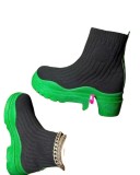 Autumn/Winter Plus Size Candy Color High Stretch Knit Mid Tube Platform Women's Sock Boots