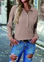 Women's Autumn And Winter Solid Color Turndown Collar Knitting Top