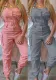 Women's Belt Sleeveless Overalls Cargo Jumpsuit