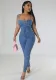 Casual Fashion Tight Fitting Slim Low Back Denim Jumpsuit