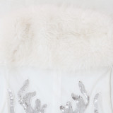 Trendy Fur Strapless Fashion Bodycon Dress