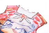 Summer Ladies Fashion Trend Tie Dye Print Fly Sleeve Slim Crop Vest