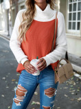 Women's Autumn Winter Contrasting Color Turtleneck Solid Color Sweater
