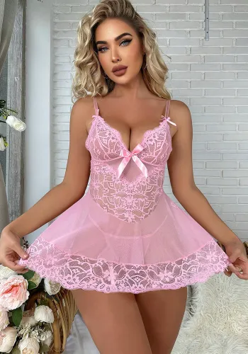 Women Bow lace Dress Sexy lingerie