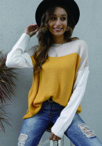 Suéter casual con bloques de color suelto y patchwork para mujer
