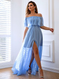 Women's Off-Shoulder Slit Maxi Dress