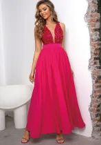 Women's Summer Solid Color Sexy Sleeveless Slits Big Swing Dress