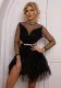 Fashion Sexy Polka Dot Rhinestone Black Sexy Mesh Slim Waist Party Dress
