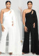 Sexy Asymmetric One Shoulder Hollow Flying Sleeve Elegant Jumpsuit
