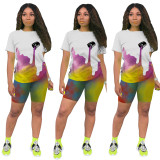 Women's Printed Sports Casual Two Piece Nightclub Pants Set