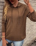 Autumn Solid Color Long-Sleeved Hooded Pullover Knitting Shirt For Women
