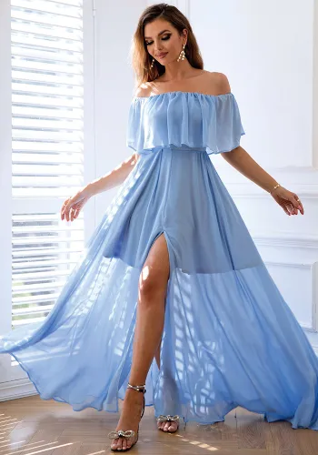 Women's Off-Shoulder Slit Maxi Dress