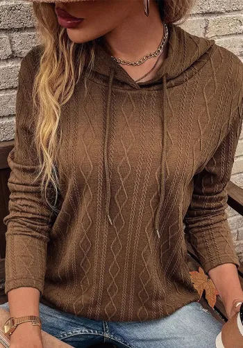 Autumn Solid Color Long-Sleeved Hooded Pullover Knitting Shirt For Women