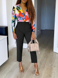 Pantalones lisos de cintura alta africanos de talla grande para mujer