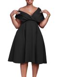 African Women V Neck Off Shoulder Sexy Lace-Up Formal Party Dress