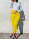 Pantalones lisos de cintura alta africanos de talla grande para mujer