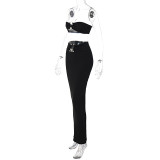 Conjunto de dos piezas de falda larga y top corto sexy para mujer