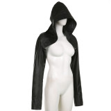 Women Fall Long Sleeve Crop Hood Jacket