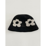 Women Vintage Hollow Flower Knitting Wool Hat