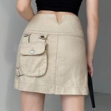 Women American Pocket Cargo Denim Mini Skirt