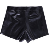 Mini pantalones cortos de cuero de Pu con etiqueta corta sexy de verano para mujer